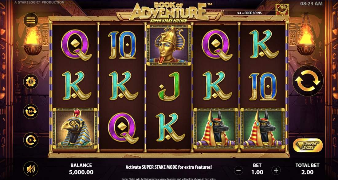 Gameplay of Book of Adventure Super Stake Edition