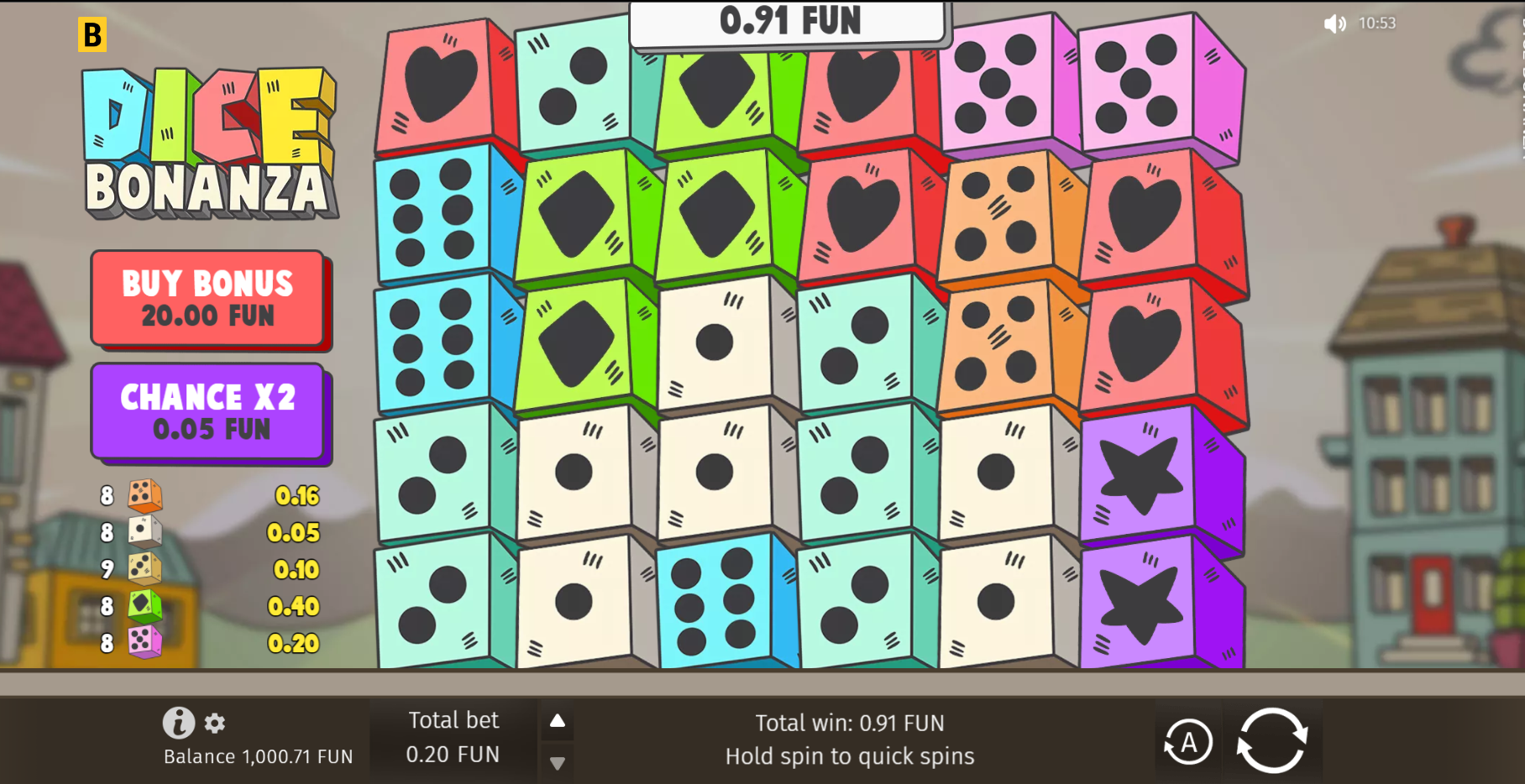 Gameplay of Dice Bonanza